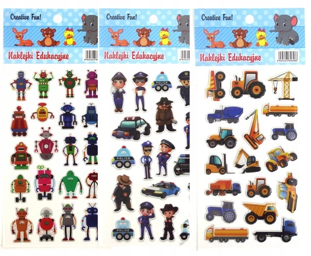 NAKLEJKI 3D PUFFY arkusz 21x10 wypukłe ZESTAW Marka Creative Fun