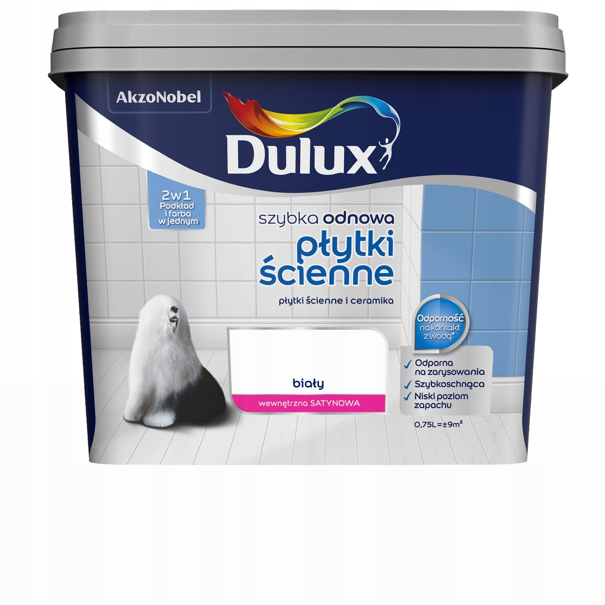 Dulux farba do glazury płytek Szybka Odnowa Płytki Ścienne Biały 0,75L