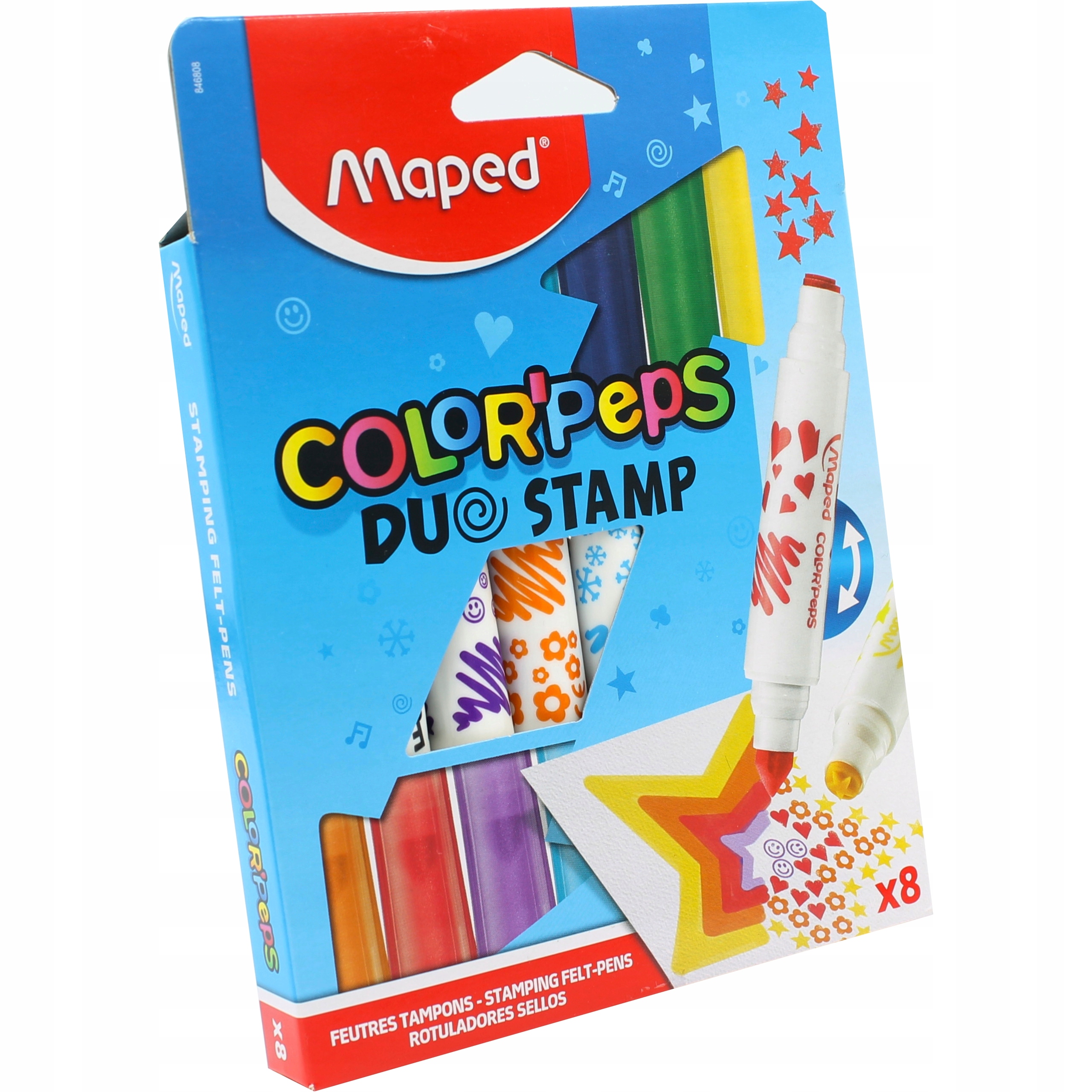 Flamastry DWUSTRONNE ZMYWALNE dla dzieci 8kolorów stempelki pieczątki Maped Kod producenta 846808