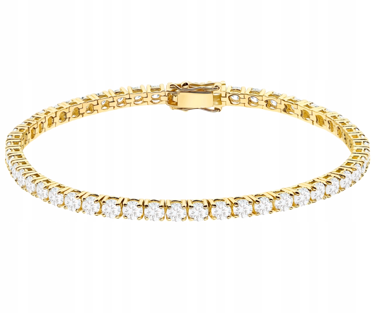 Bransoletka Z Żółtego Złota 585 Z Brylantami Laboratoryjnymi 7,56 Ct 21 Cm