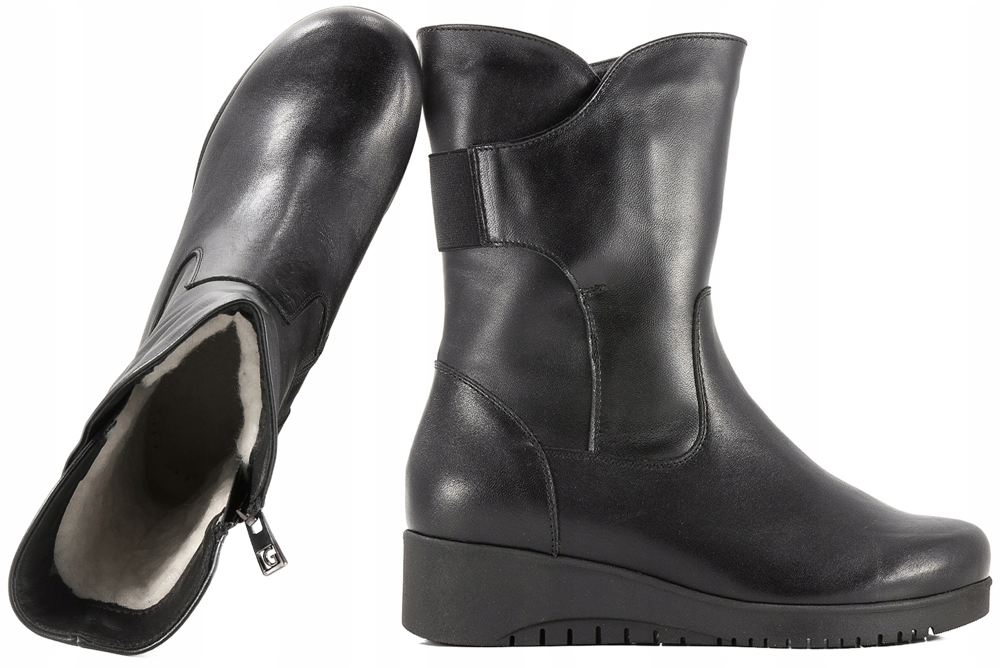 Galant 761 Kozačky Dámské Zimní Kotníkové Boty Zateplené Kůží Koturn 36 Černá