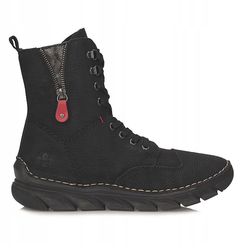 Pohodlné černé šněrovací dámské kotníkové boty Rieker 55014-00