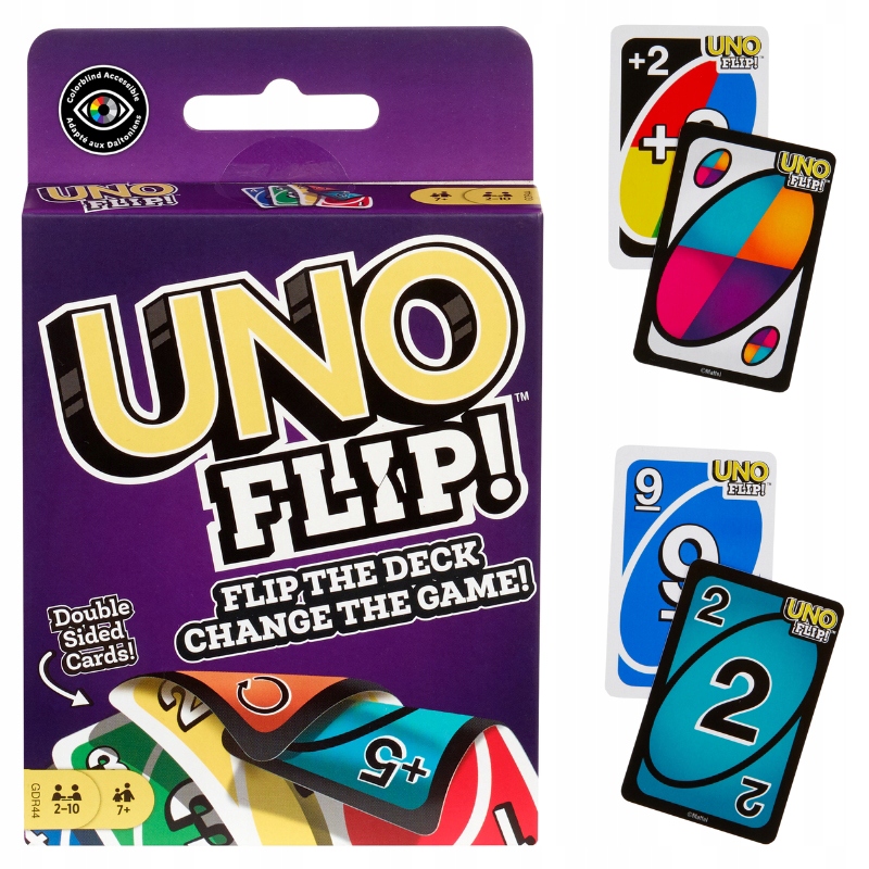 MATTEL UNO FLIP! KULTOWA GRA KARCIANA RODZINNA TOWARZYSKA 7+ KARTY 7 LAT +