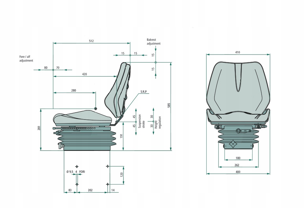 siedzenie skórzane traktor Case Fendt Deutz uniwersalne Numer katalogowy części HY1417.54