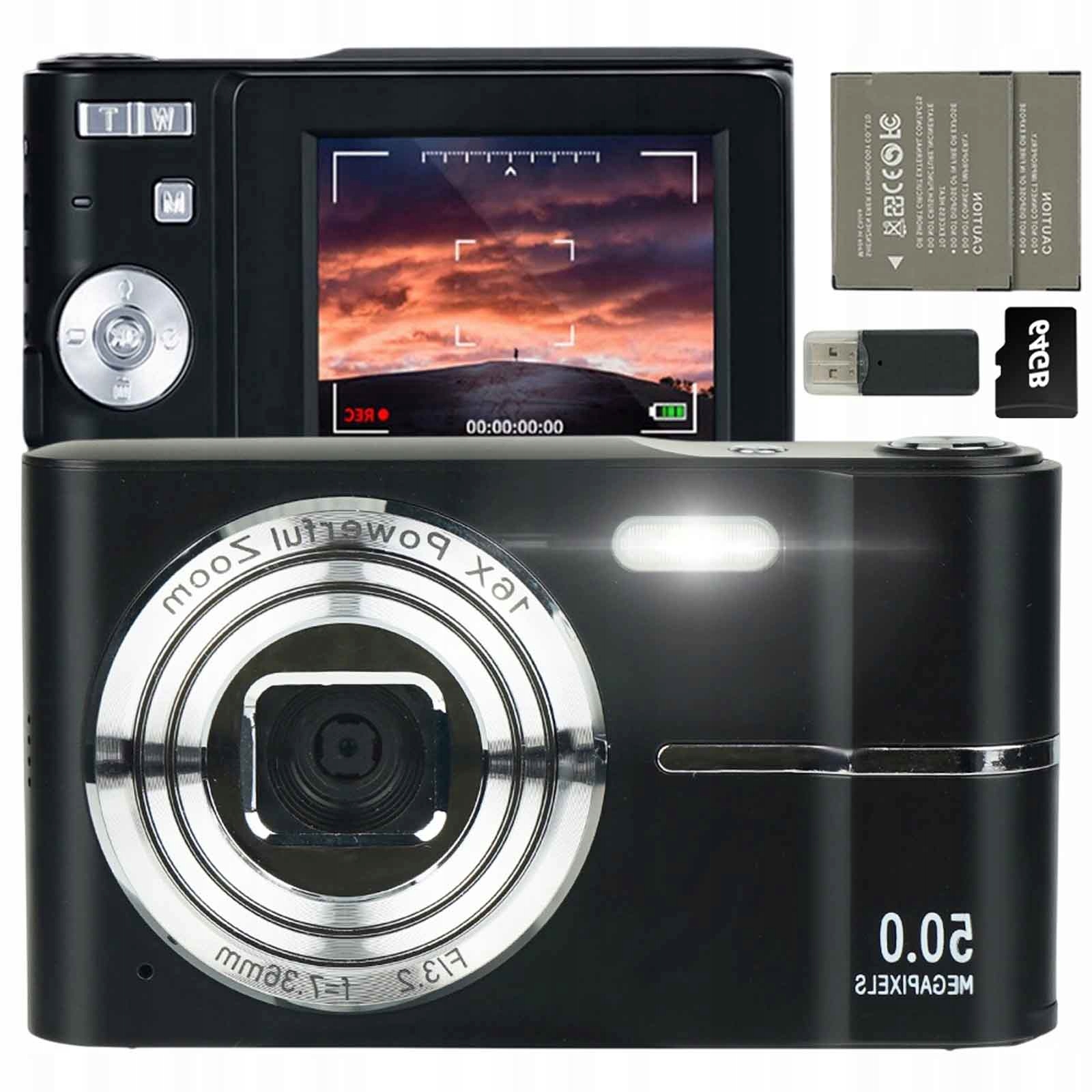 Přenosný Digitální Fotoaparát Autofokus Fhd 4K 50MP 16 Digitální Zoom 64G Karta