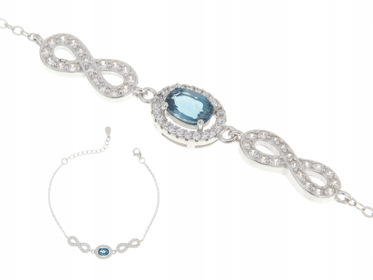 Stříbrný Rhodiovaný Náramek London Blue Topaz Přírodní