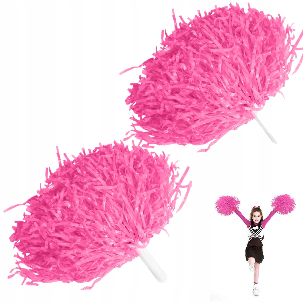 2 X CHEERLEADERKA POMPONY DO TAŃCA RÓŻOWY