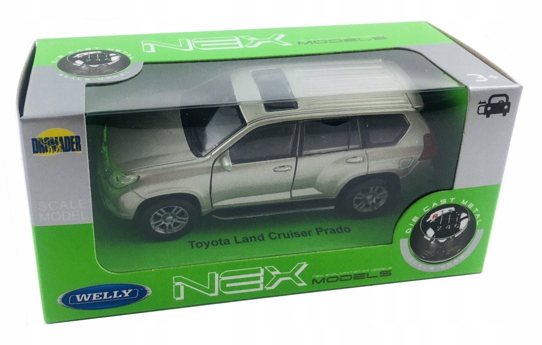 TOYOTA LAND CRUISER PRADO MODEL METAL WELLY 1:34 SREBRNY Model TOYOTA LAND CRUISER