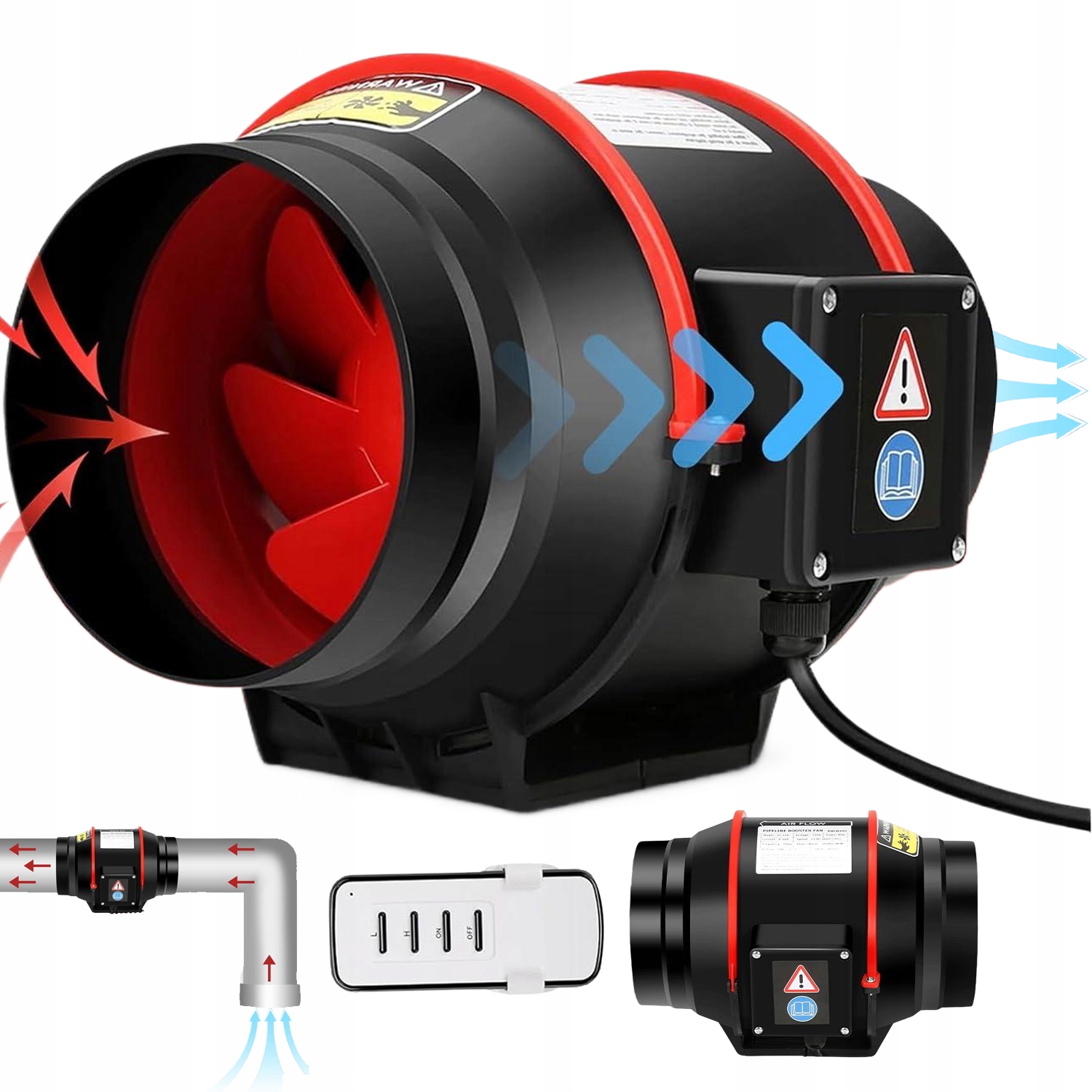 Dvourychlostní Nastavitelný Kanálový Komínový Ventilátor S Dálkovým Ovládáním 310 M3/H