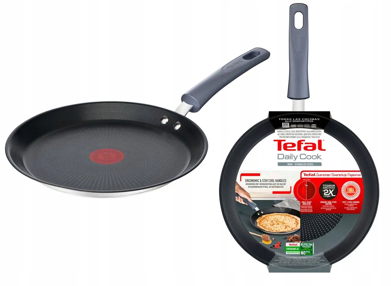 Patelnia Naleśnikowa Tefal Daily 25 Tytanowa Inox Do Naleśników Indukcja