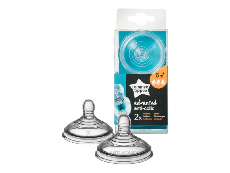

Tommee Tippee Smoczki do butelki Antykolkowy 6M 2x