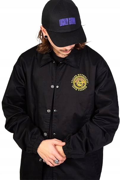 Tealer Černá Bunda Bez Kapuce S Nápisy A Knoflíky Xs Jpb