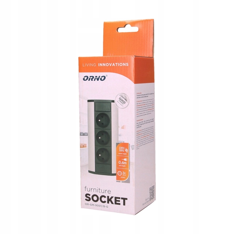 Nábytková Zásuvka 3X2P+ Černo-stříbrná, Moderní A Pevná