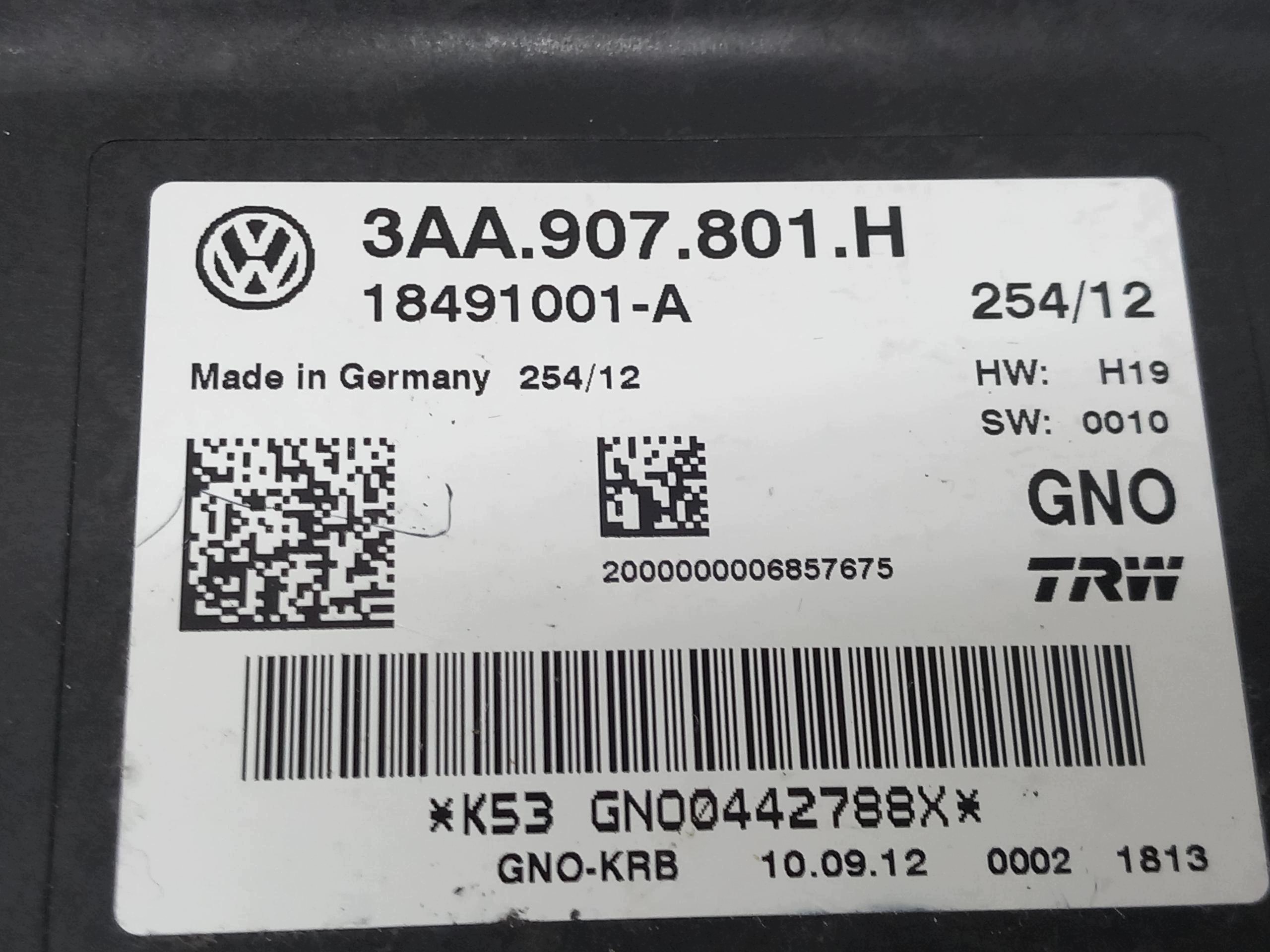 VW PASSAT B7 CC SHARAN module control unit electric brake EPB 3AA907801H OEM