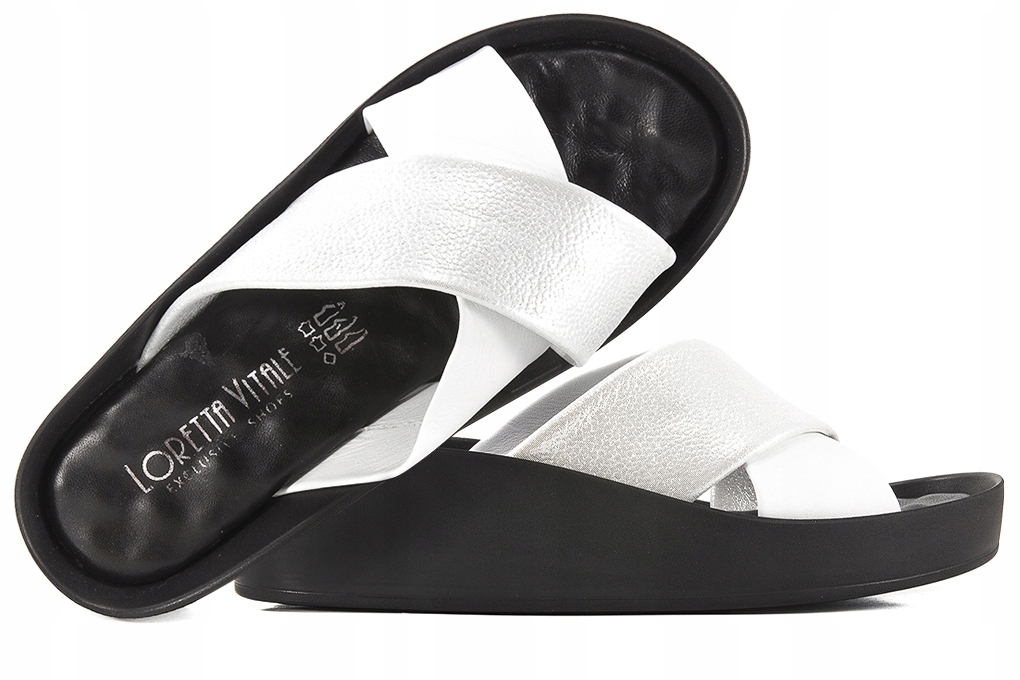 Loretta Vitale 1103 Nazouváky Koturn Na Platformě Kůže bílá/stříbrná 38