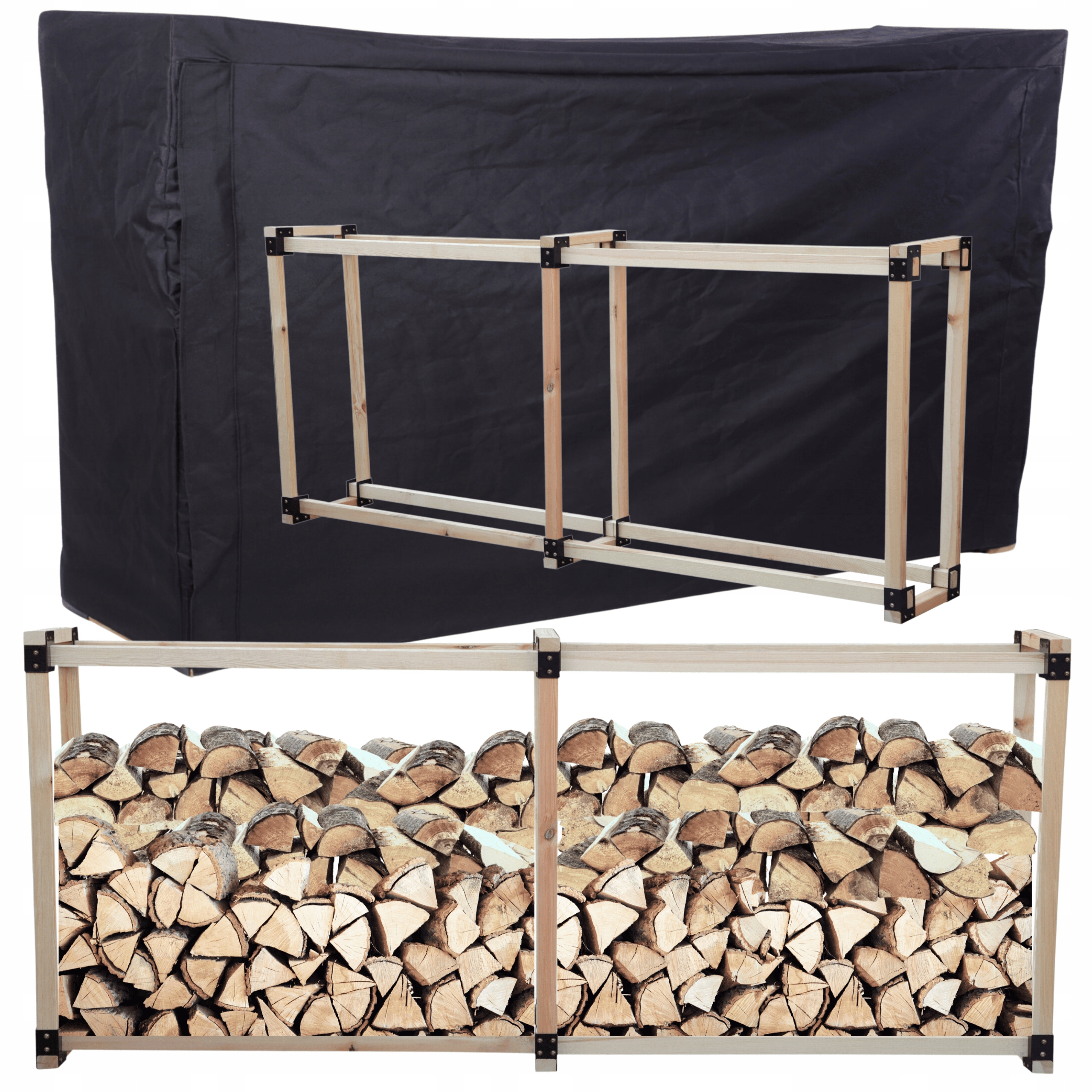 Stojan na krbové drevo prístrešok s krytom z dreva 1,1 m3 Eko Pevný