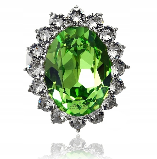 Krystaly Prstýnek Royal Green Stříbro