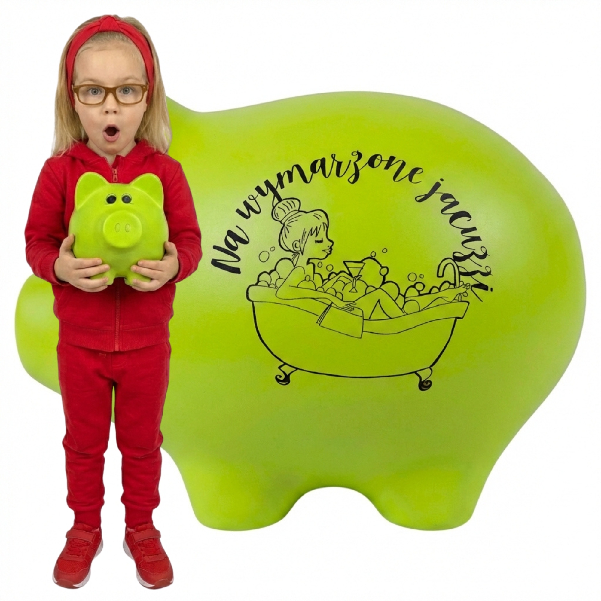 Personalizovaná pokladnička se jménem Grafika zelená Keramická k rozbití