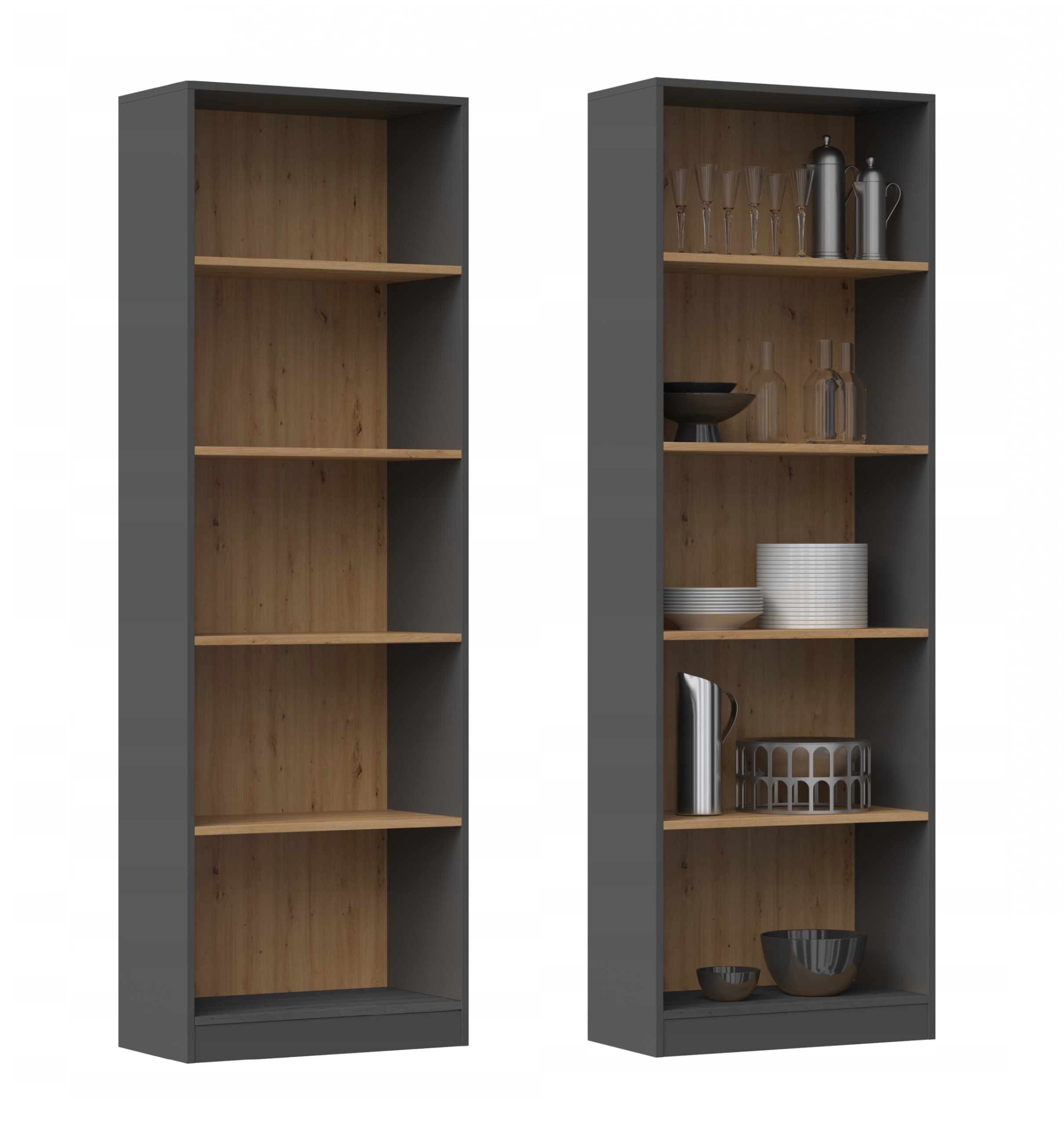 Книжная полка 60см шкаф R60 книги антрацит дуб ARTISAN