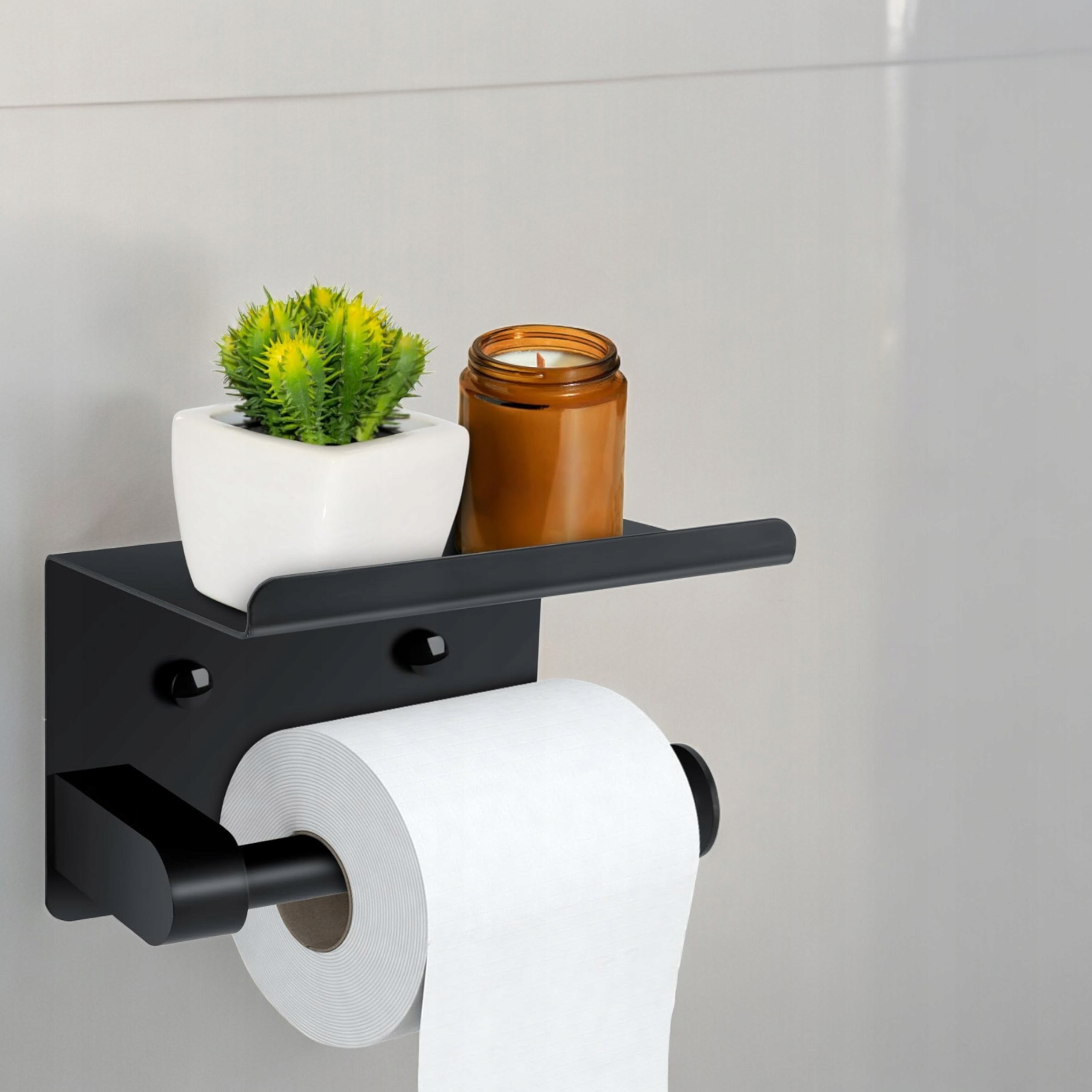 UCHWYT NA PAPIER toaletowy CZARNY MAT z półką metalowy do WC łazienki LOFT Typ uchwyt