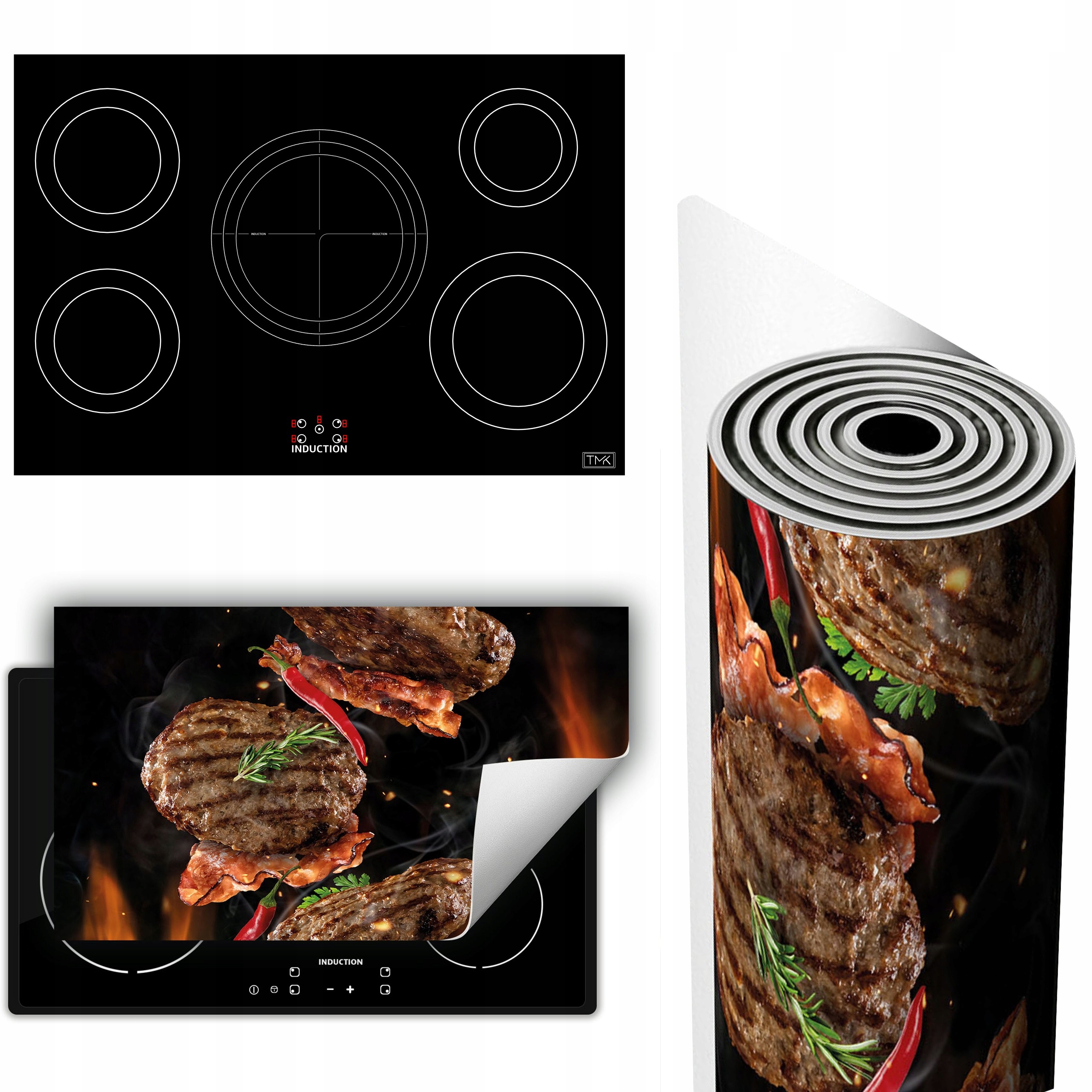 Vinylová Podložka Na Ochranu Stolního Sporáku 90x52 černá steak