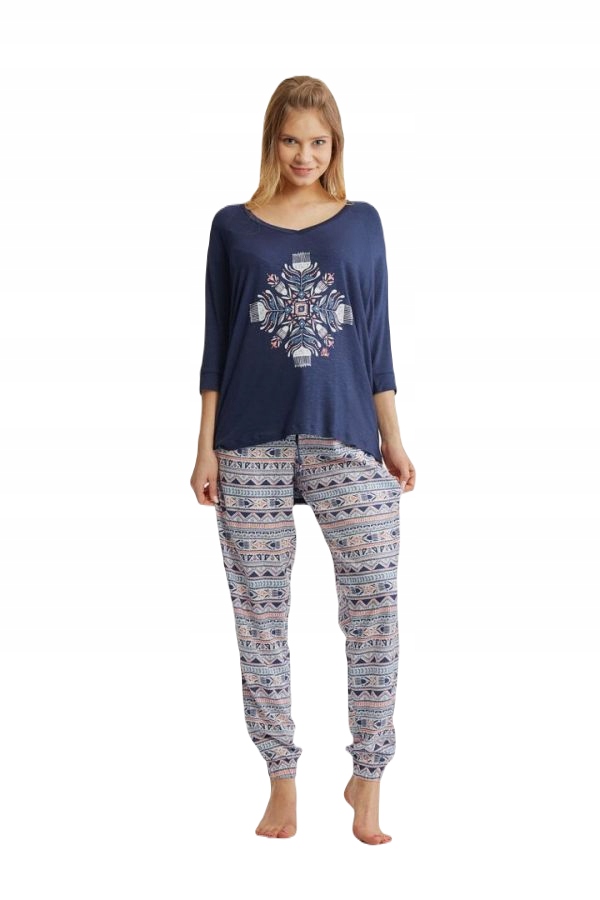 KEY PIŻAMA DAMSKA LHS 830 A8 GRANATOWO-RÓŻOWA S