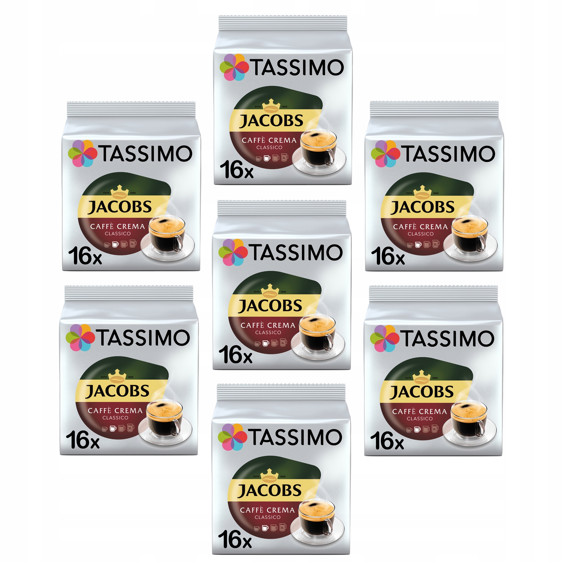 Tassimo Jacobs Caffe Crema Classico 6+1 opakowanie Gratis! 112 kaw