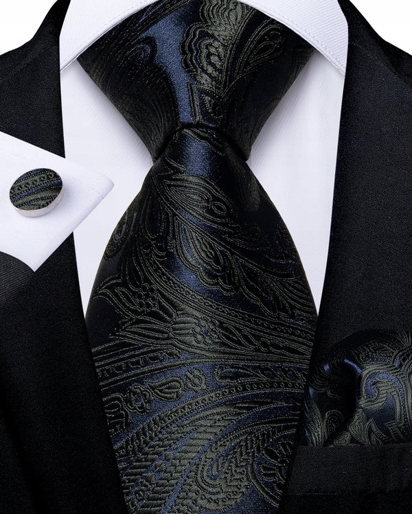 ELEGANCKI ZESTAW Żakardowy Męski KRAWAT + POSZETKA + SPINKI wys24h