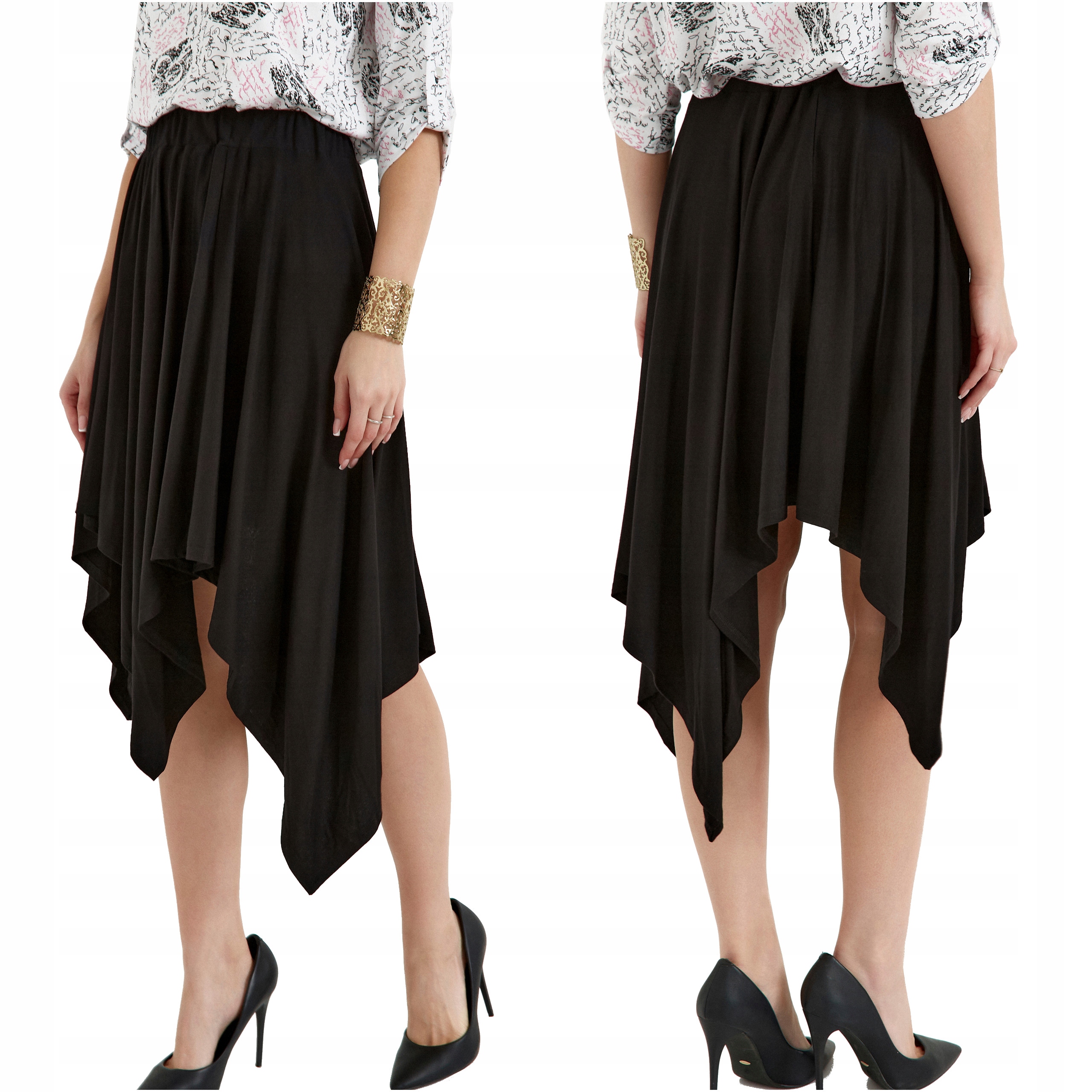 Sukně Černá Elegantní Vzdušná Asymetrická Vysoký stav