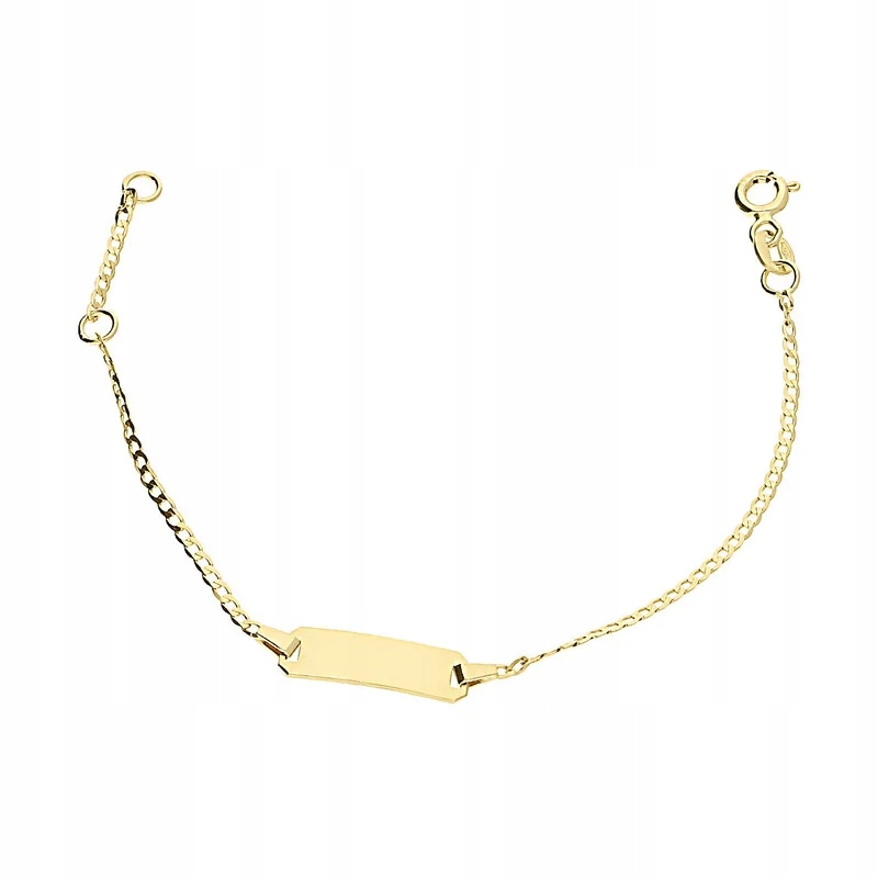 Módní náramek ze žlutého zlata 585 s obdélníkovou destičkou pod gravírování 1.34 g