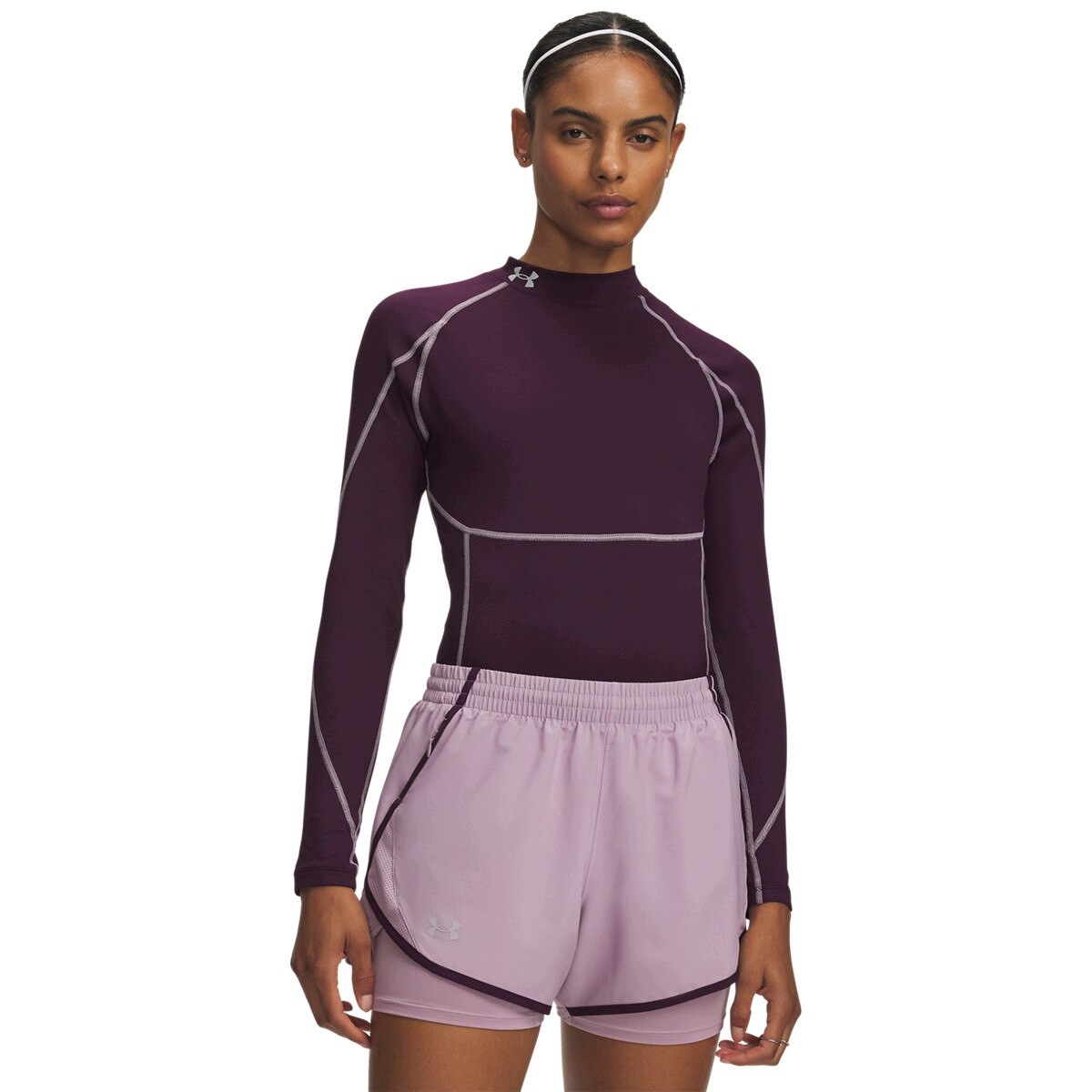 Damski półgolf kompresyjny Under Armour ColdGear Elite Mock Fioletowy M