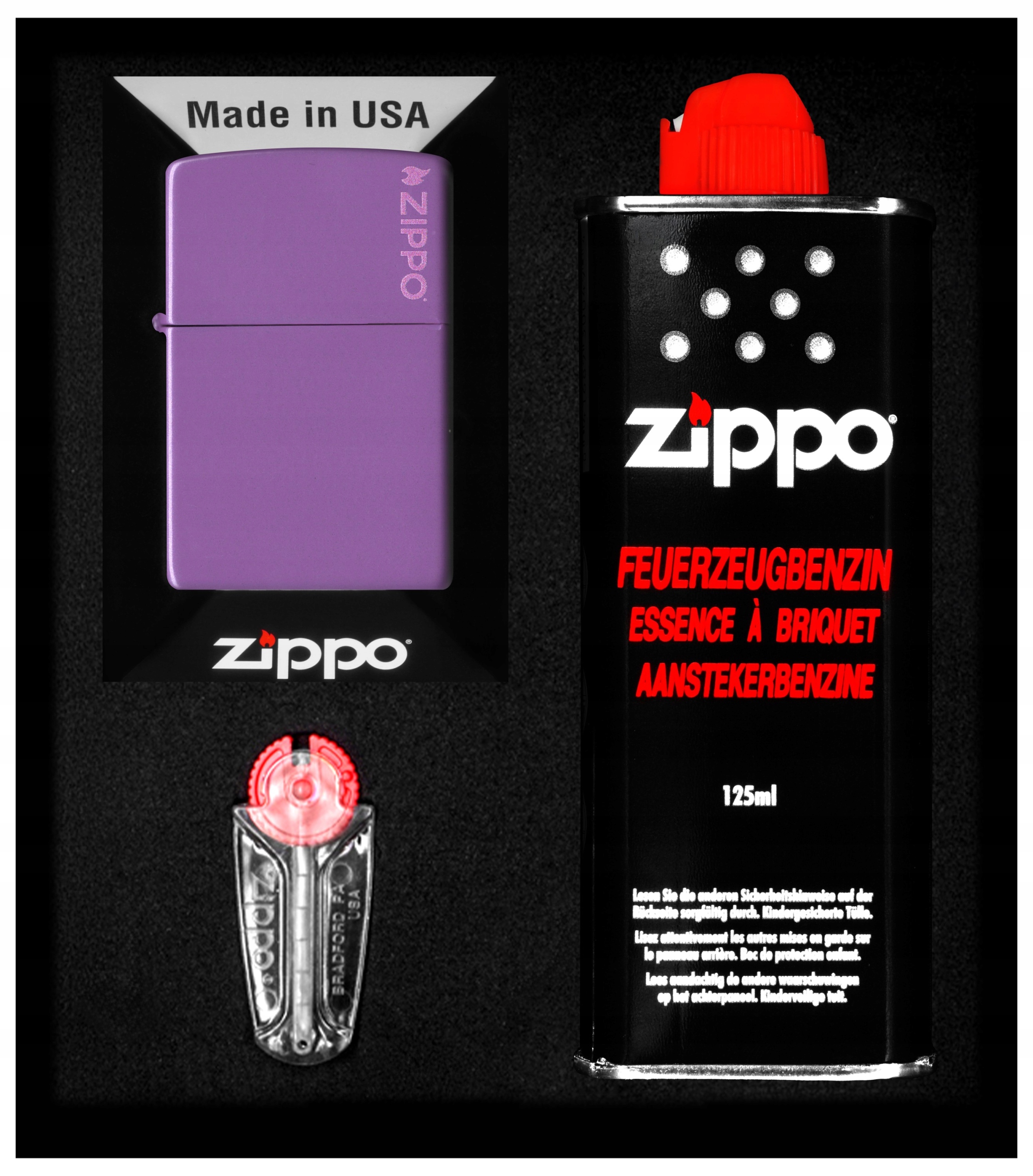 Sada Zippo Zapalovač Levender Logo Dárková No1
