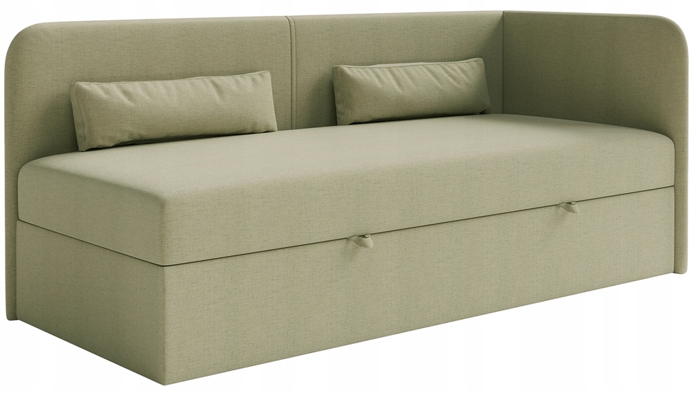 Postel pro mláděž 90x200 cm Calmmo kontejner olivová šenilová pravá