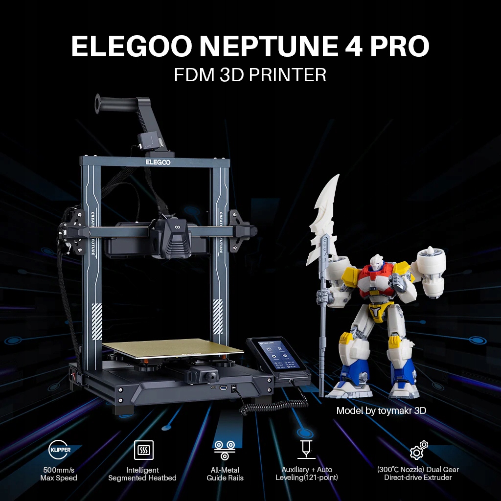 Elegoo Neptune 4 Pro Drukarka 3D | FDM | Filament | 500mm/s | AUTO LEVELING Stan opakowania oryginalne