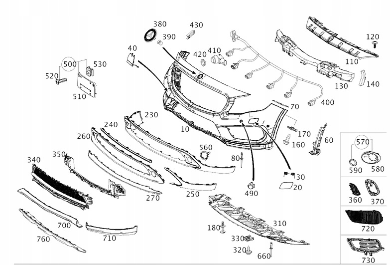 ZDERZAK PRZÓD WYKŁADZINA PRZÓD MERCEDES GLA