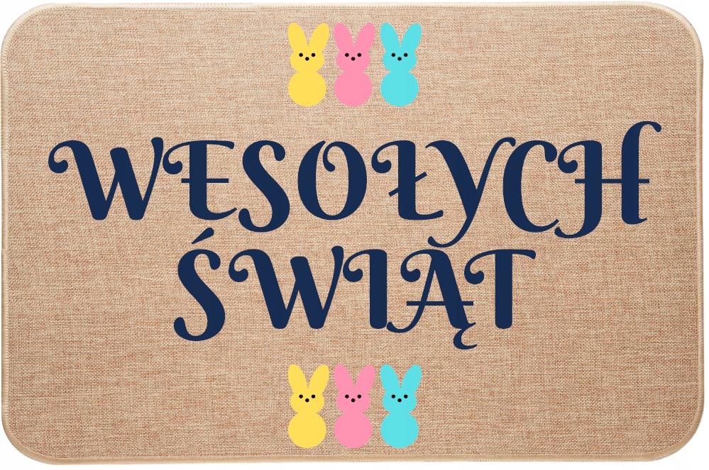 Velikonoční lněná rohožka s nápisem Happy Easter Veselé Vánoce