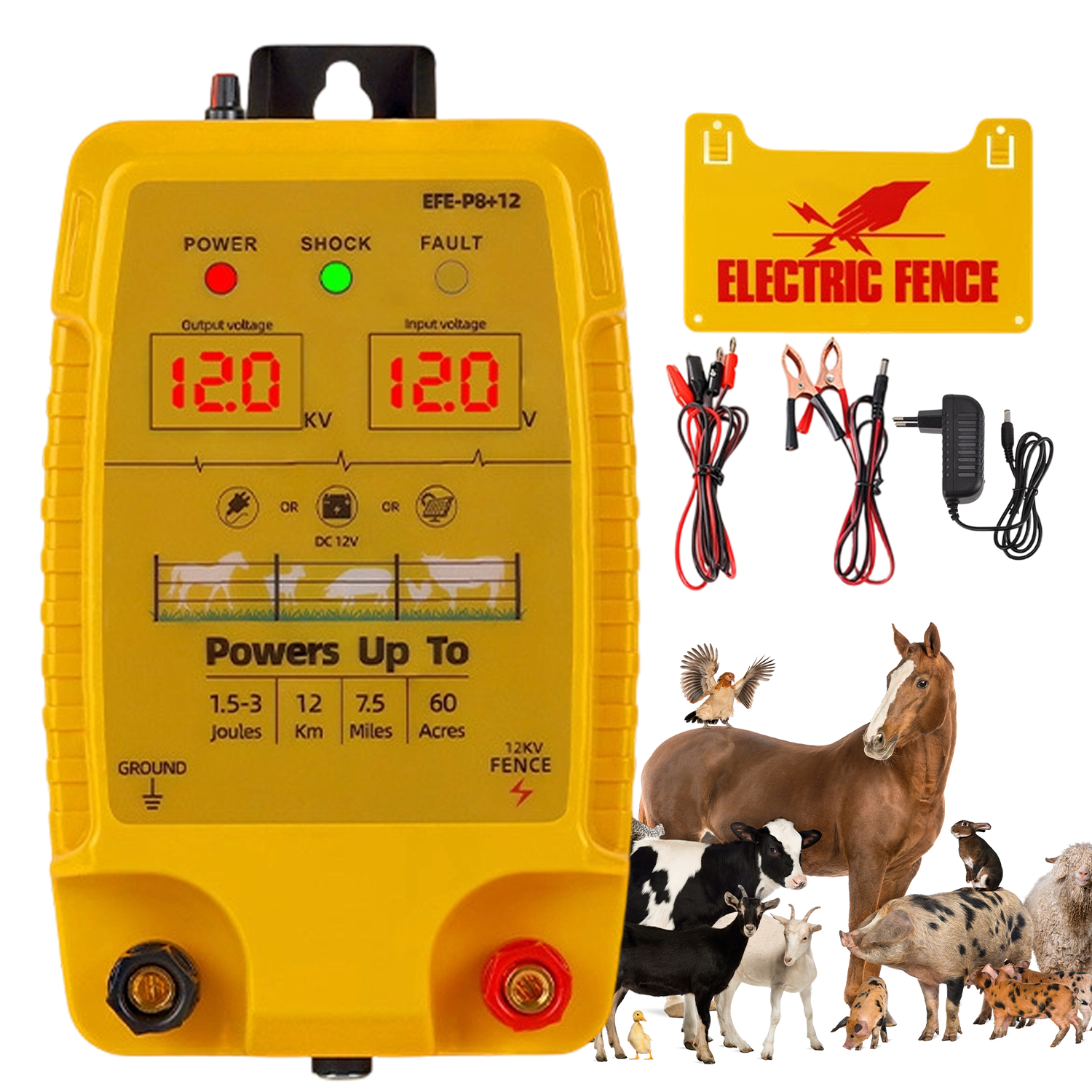 Elektronický Plot Pro Farmu A Rybník 12 Km S Dvojitým LCD Displejem
