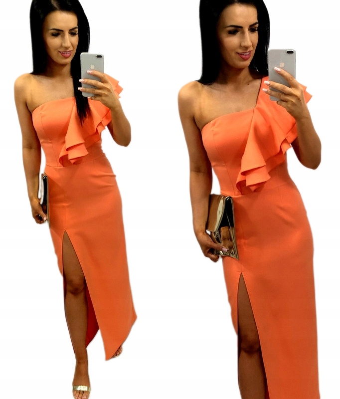 Přiléhavá Maxi Asymetrická Volána Broskev M