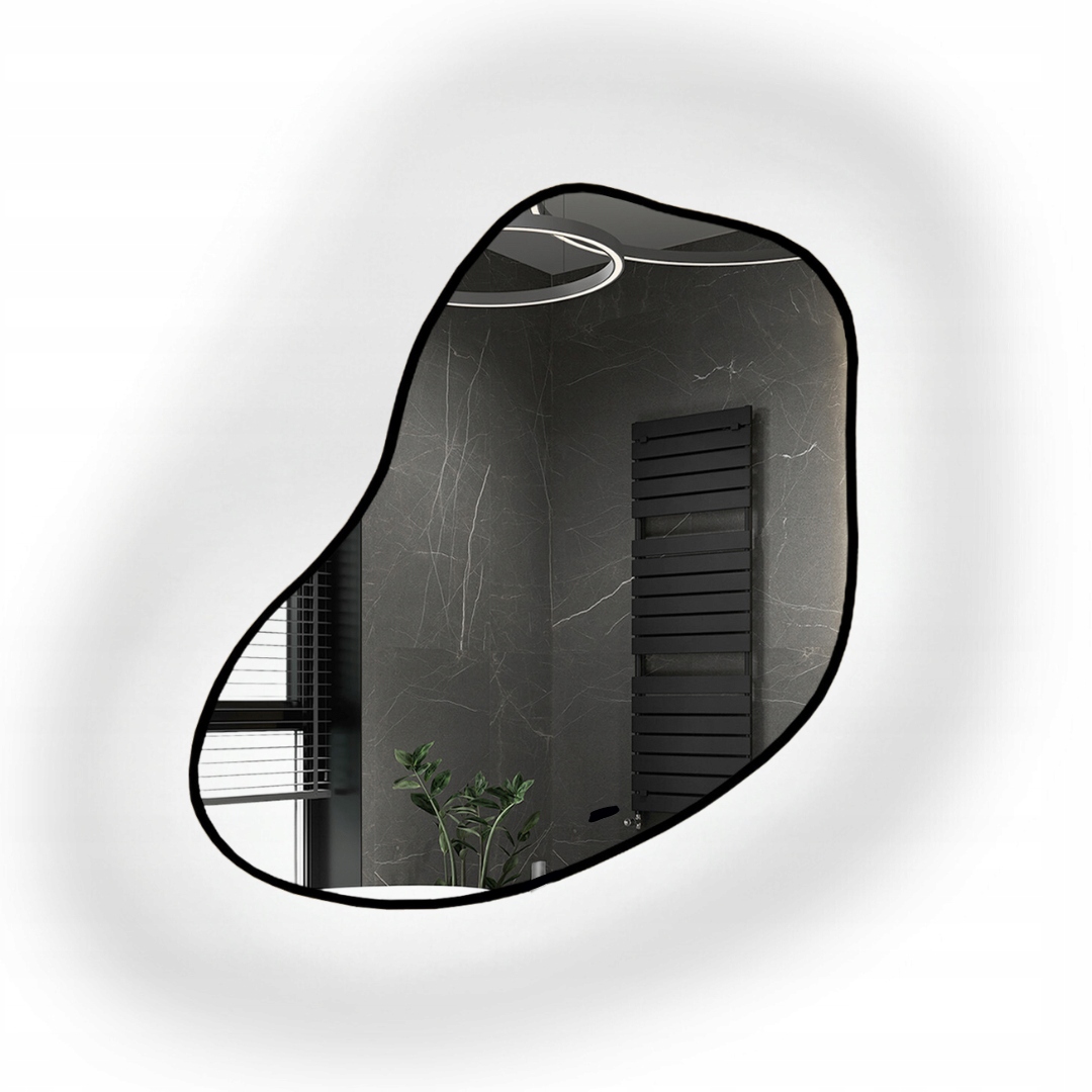 Zrcadlo v černém rámu s Led podsvícením 94 x 100 cm