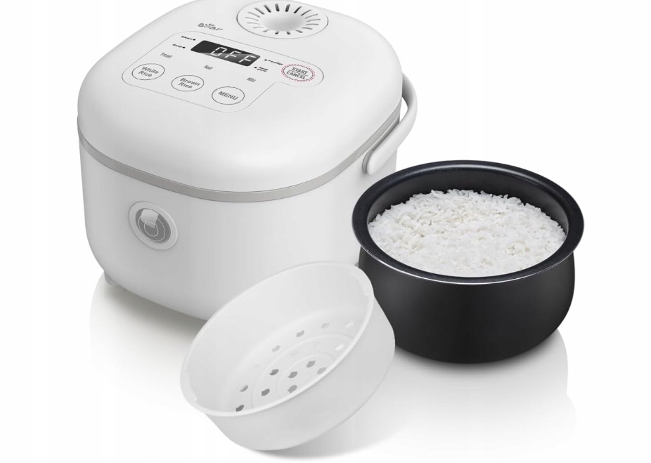 Bear szybkowar do ryżu biały 2 litry z parowarem 6 funkcji gotowania ryżu