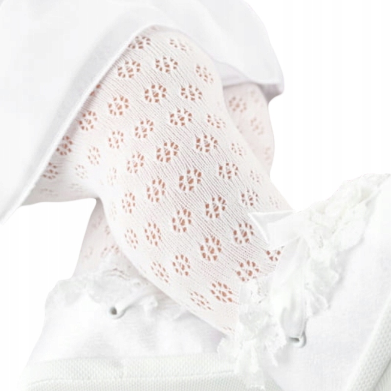 BIAŁE AŻUROWE RAJSTOPY DO CHRZTU NA LATO WIOSNĘ DO KOŚCIOŁA KWIATKI 68 - 74 Marka Inna marka