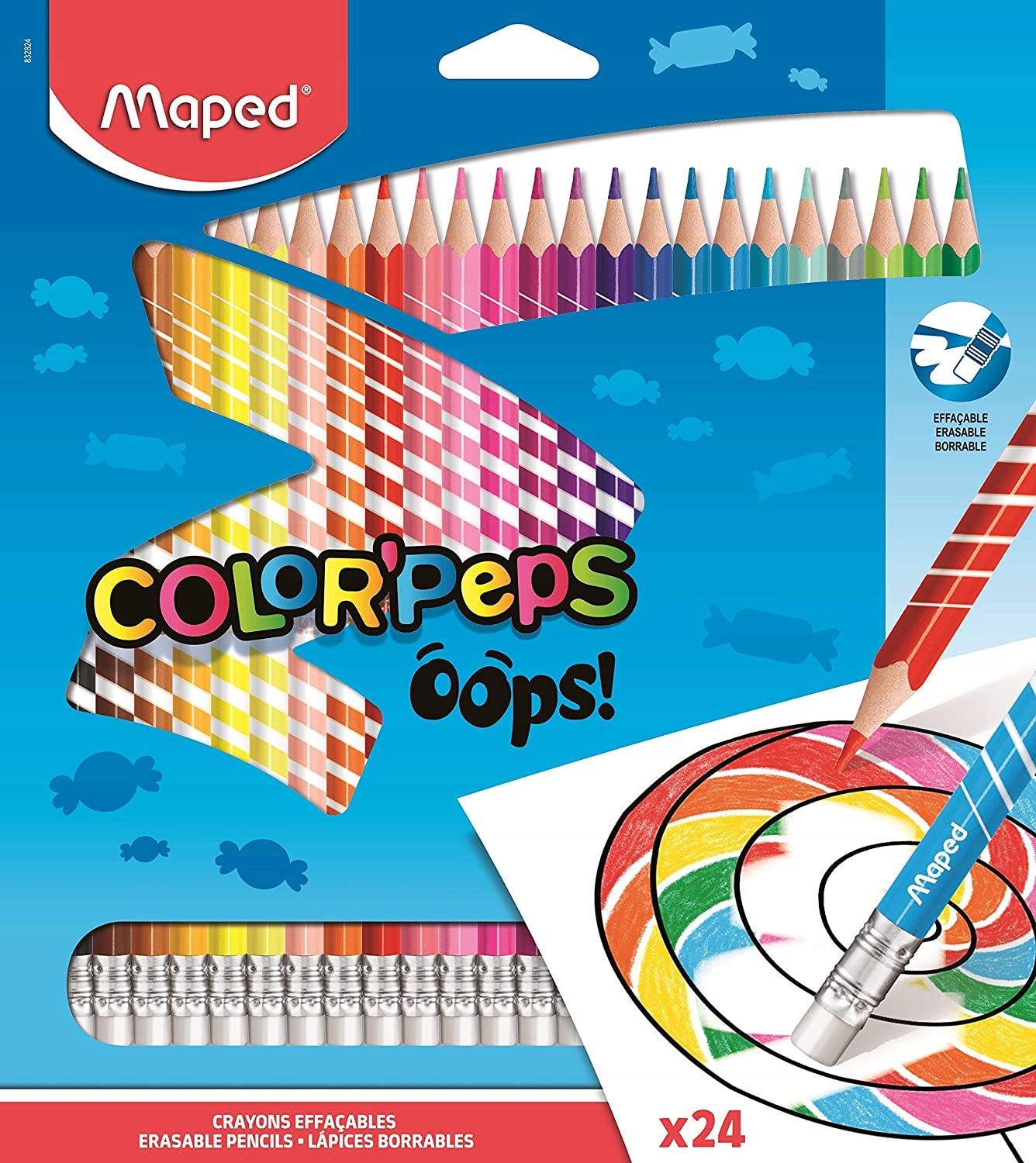 

Kredki Colorpeps Oops trójkątne z gumką 24 kol