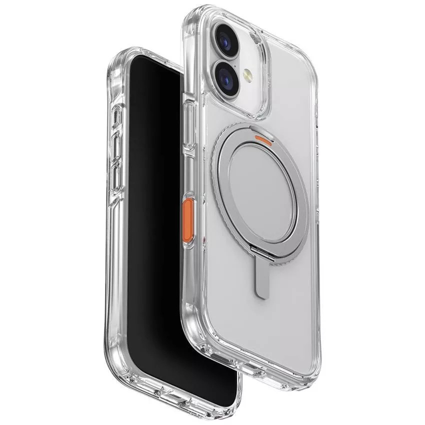 Etui Uniq Swivix do Apple iPhone 17 z podstawką obracaną o 360 stopni, przezroczyste
