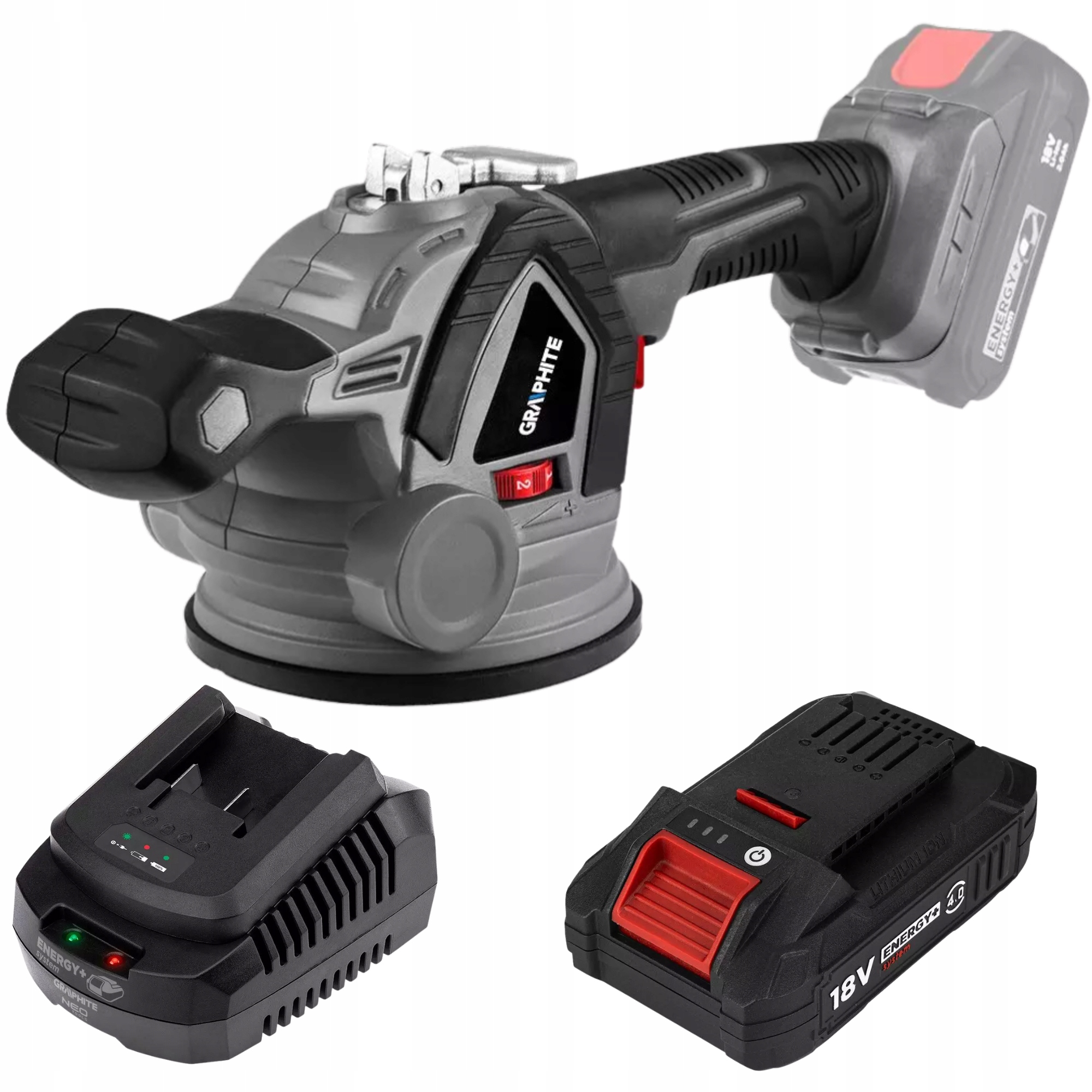 Przyssawka Wibrująca do Układania Poziomowania Płytek Aku 4Ah Ładowarka