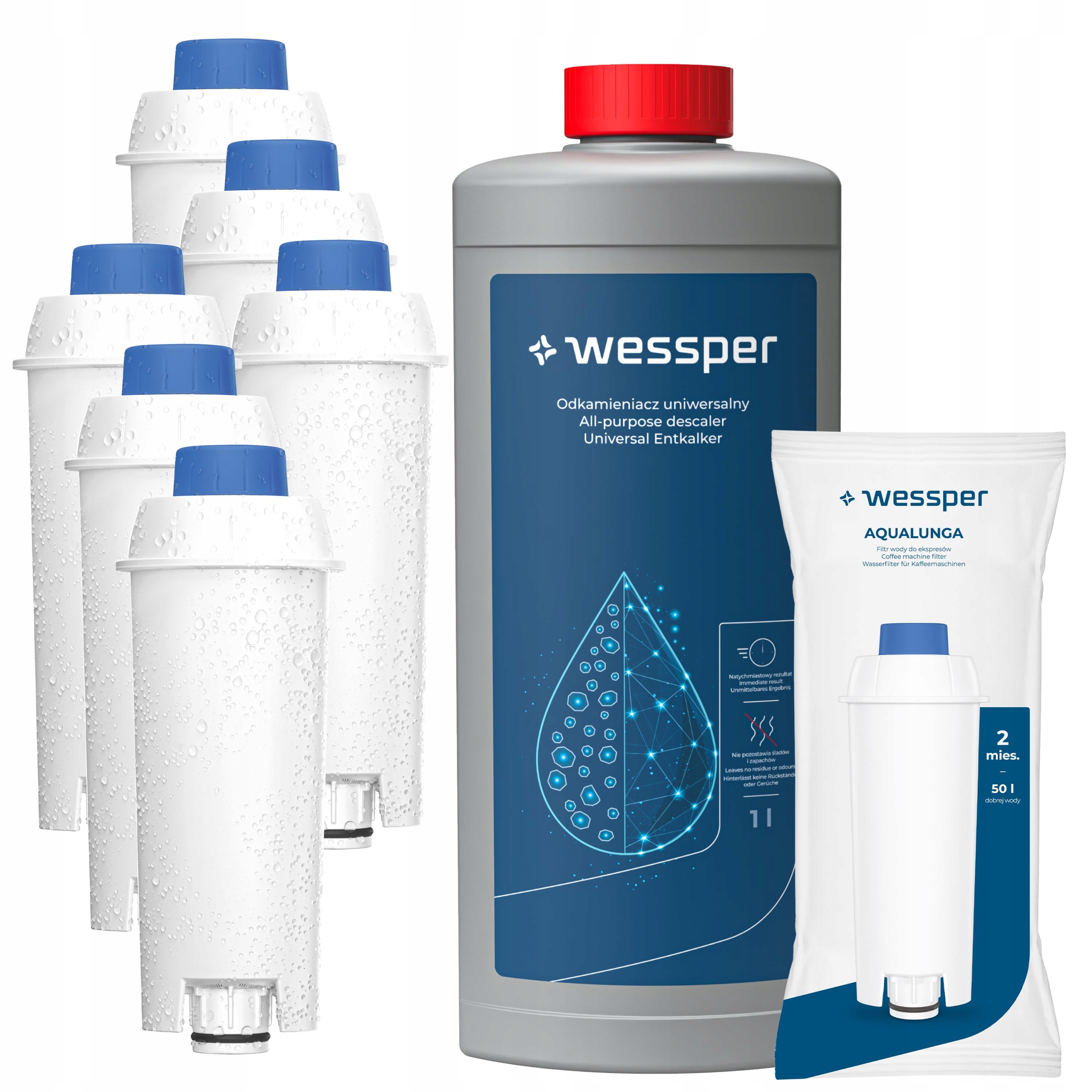 Levně 6 x filtr na vodu pro kávovar Delonghi odvápňovač pro kávovar 1 l