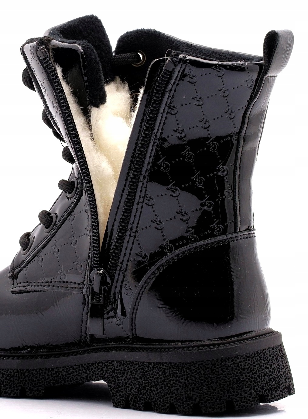 Buty Zimowe Dziewczynka Lakierowane OCIEPLANE Śniegowce Trapery Czarne r27 Kolor czarny