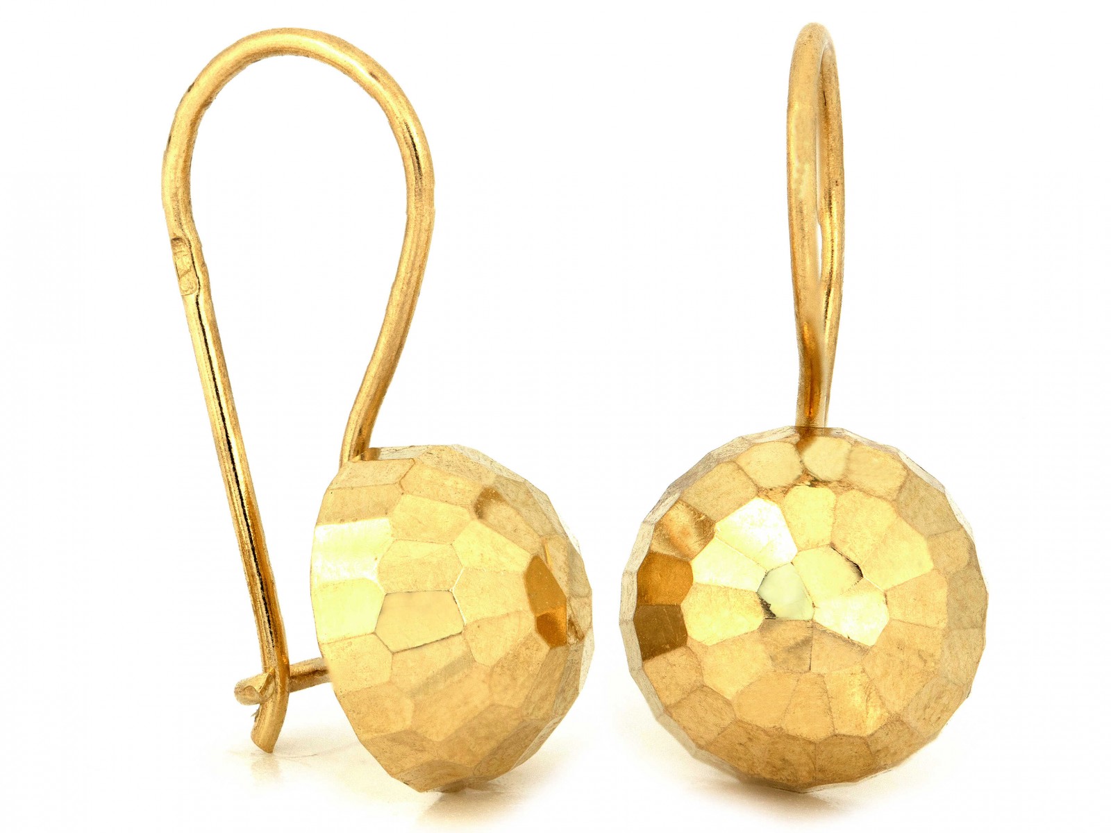 Náušnice ze zlata 585 14 kt lesklé diamantové polokoule na biglu 2.07 g