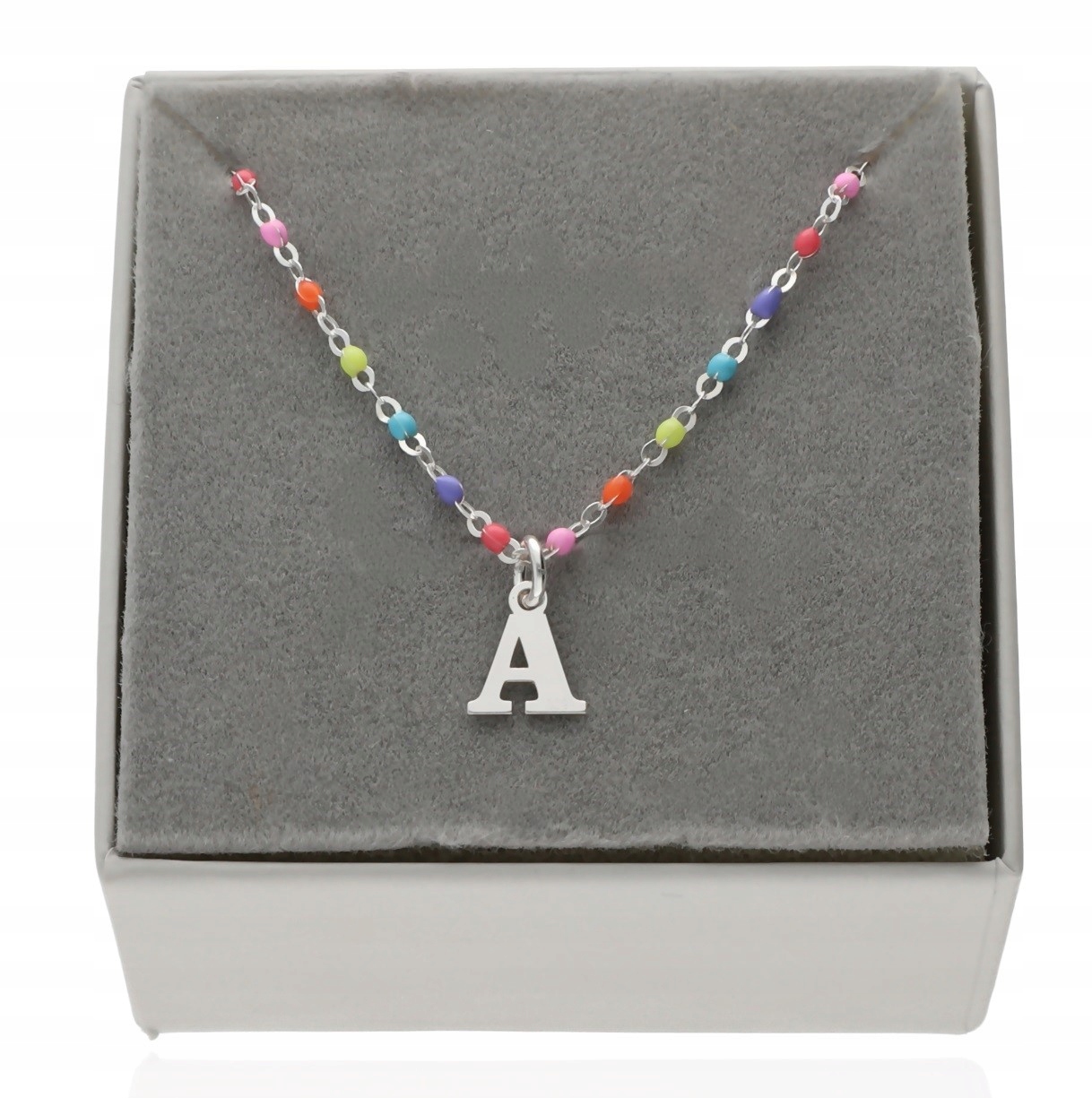 Stříbrný barevný náhrdelník s písmenem písmeno celebrita stříbro 925 55
