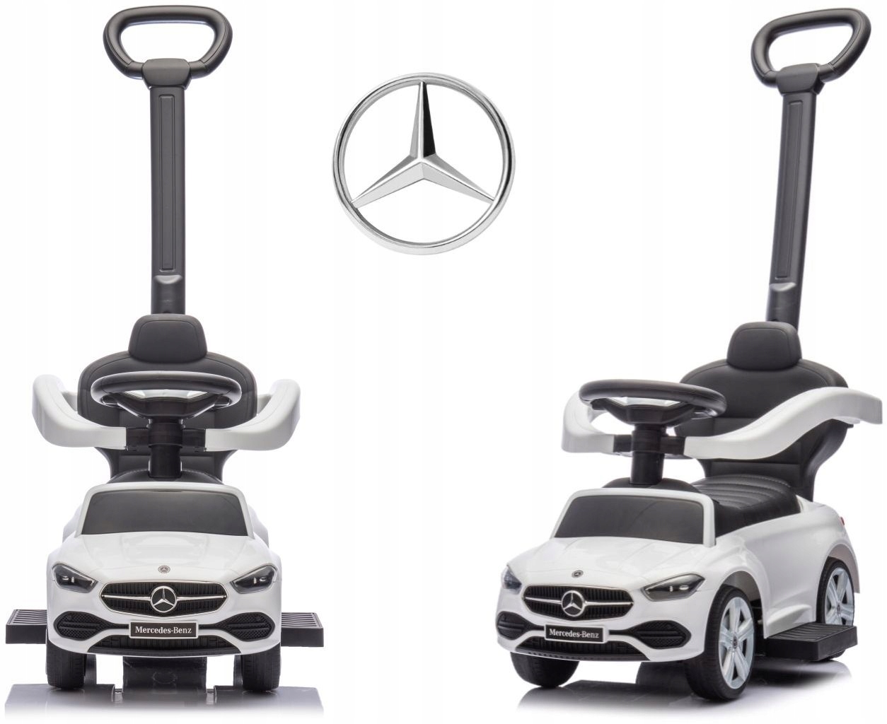 Jeździk pchacz z rączką sterowanie Mercedes C-Class Milly Mally na roczek