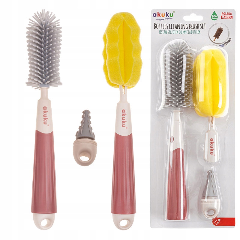 

Akuku Szczotka Silikonowa do Butelek Smoczków 3w1